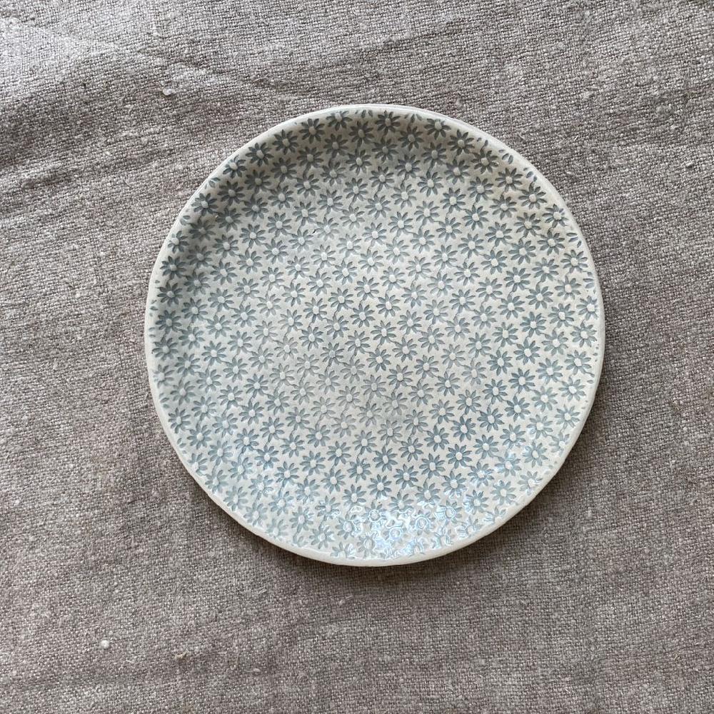 Greige Wonki Ware 23cm Side Plate - Duck Egg Wash Or Lace