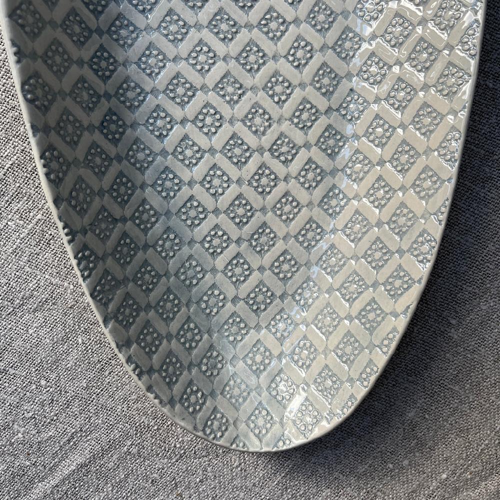 Greige Wonki Ware Bamboo Platter - Large - Duck Egg Lace