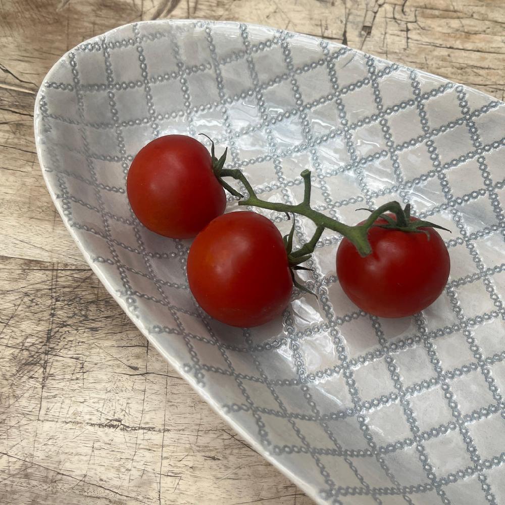 Greige Wonki Ware Bamboo Platter - Medium - Duck Egg Lace