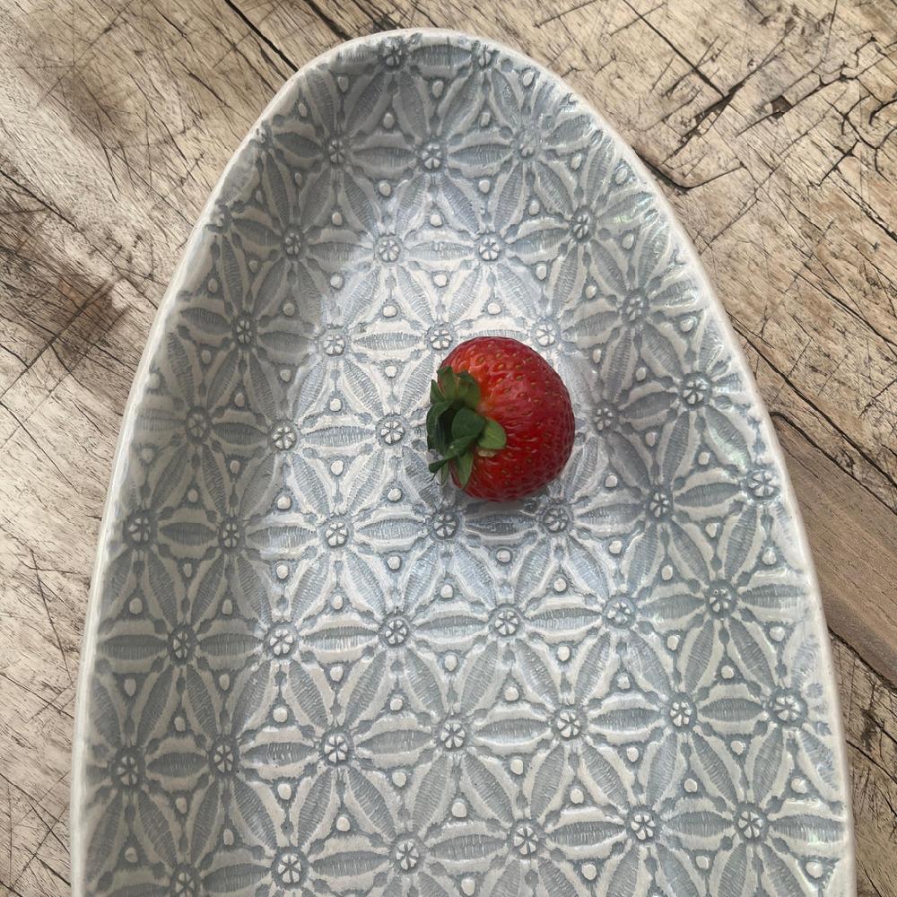 Greige Wonki Ware Bamboo Platter - Small - Duck Egg Lace