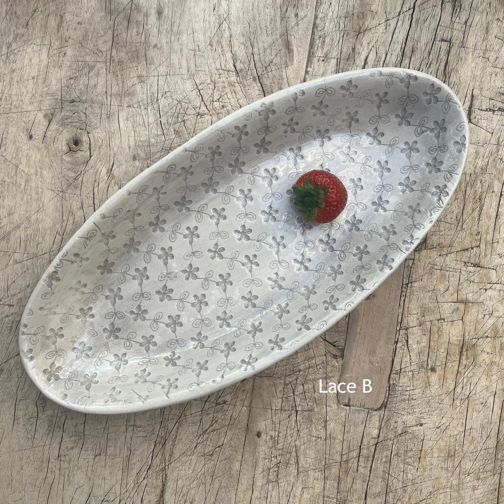 Greige Wonki Ware Bamboo Platter - Small - Warm Grey Lace