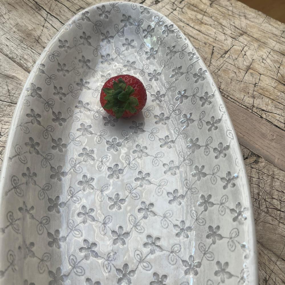 Greige Wonki Ware Bamboo Platter - Small - Warm Grey Lace