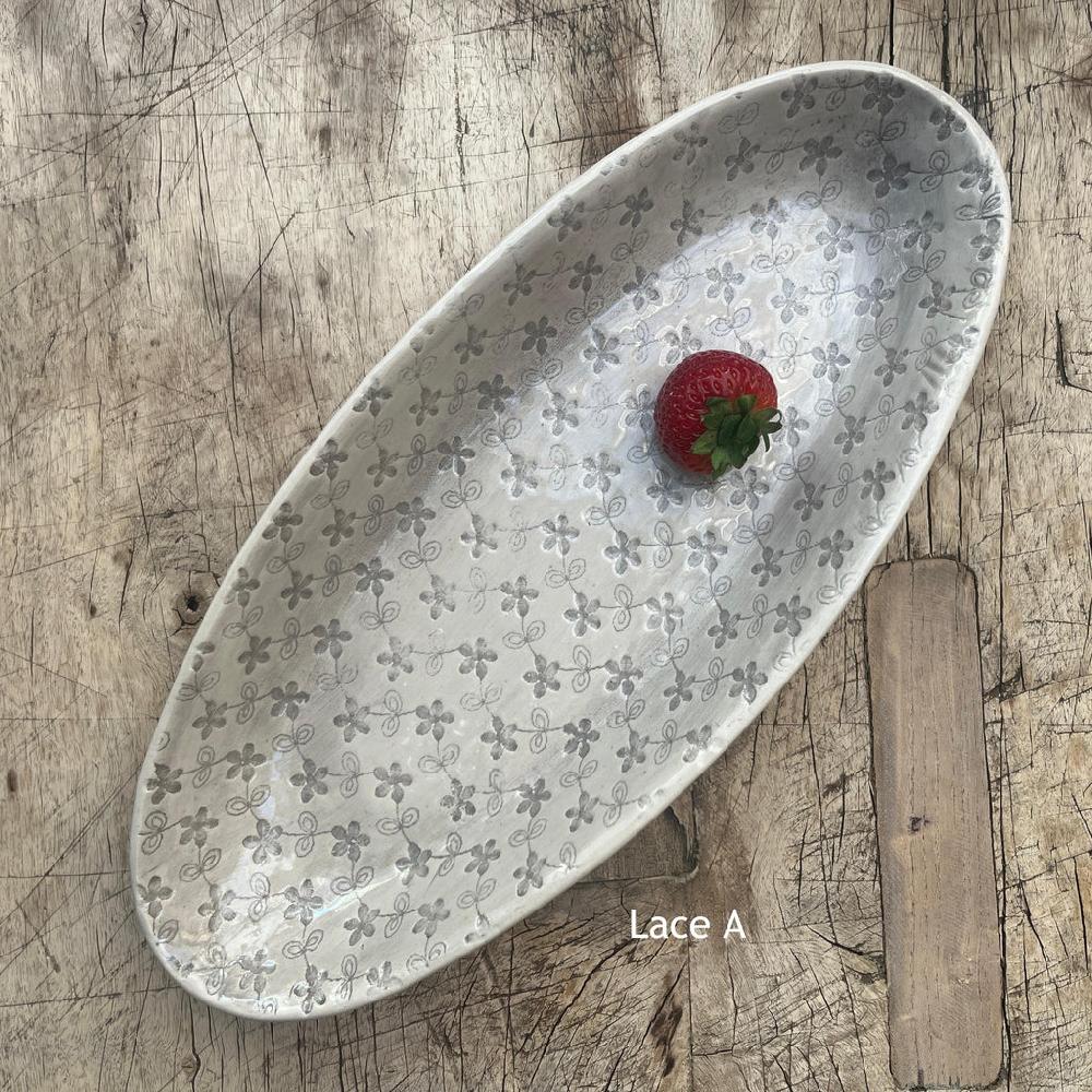 Greige Wonki Ware Bamboo Platter - Small - Warm Grey Lace