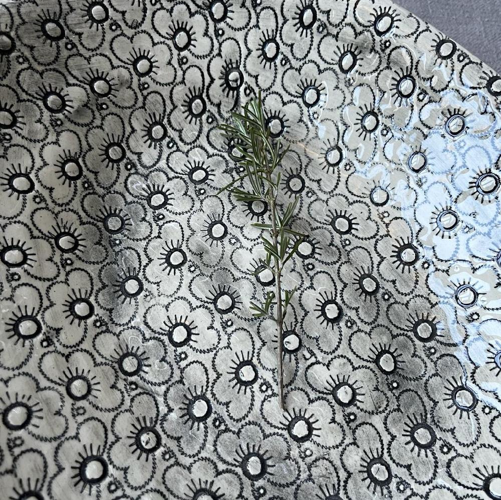 Greige Wonki Ware Large Pebble Oval Platter - Charcoal Lace B