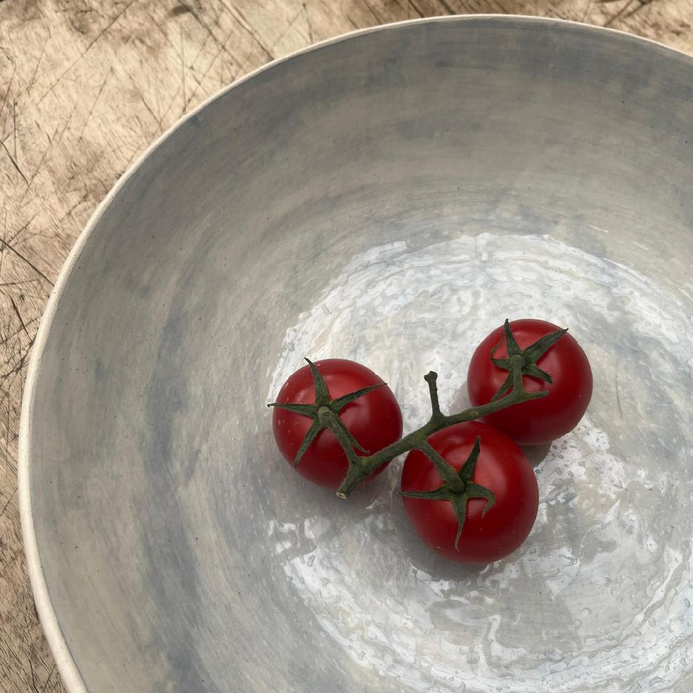 Greige Wonki Ware Large Spaghetti Bowl - Duck Egg Wash