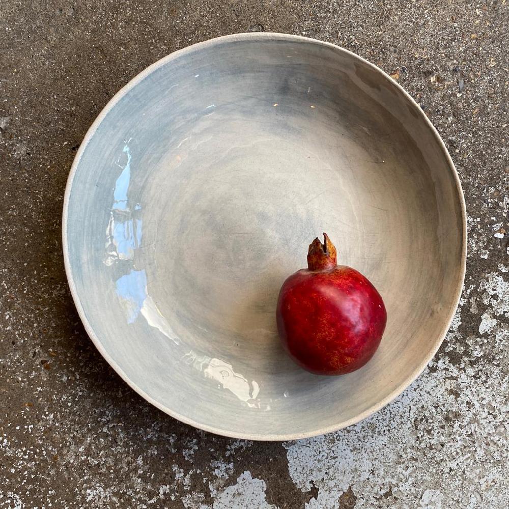 Greige Wonki Ware Medium Spaghetti Bowl - Duck Egg Wash