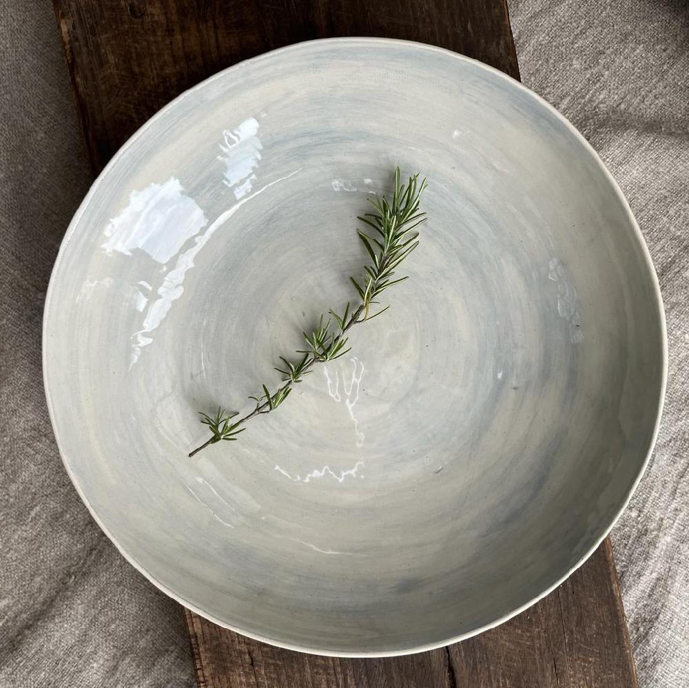 greige Wonki Ware Medium Spaghetti Bowl - Duck Egg Wash