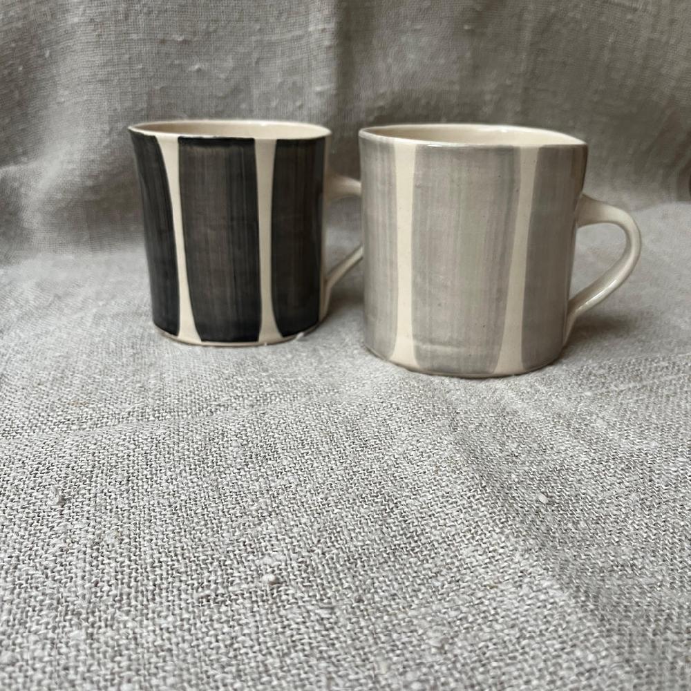 Greige Wonki Ware Mug - Large Straight - Wide Savannah Stripe