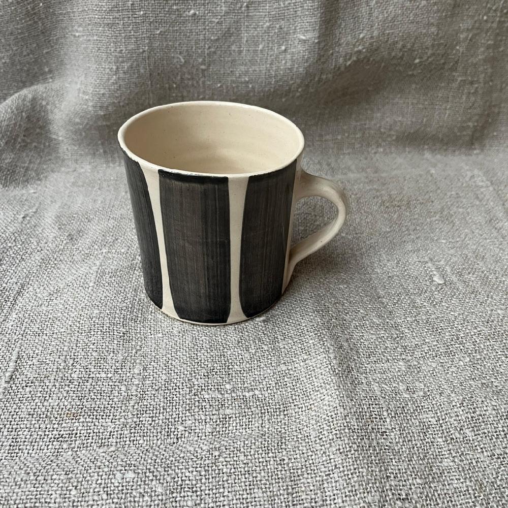 Greige Wonki Ware Mug - Large Straight - Wide Savannah Stripe