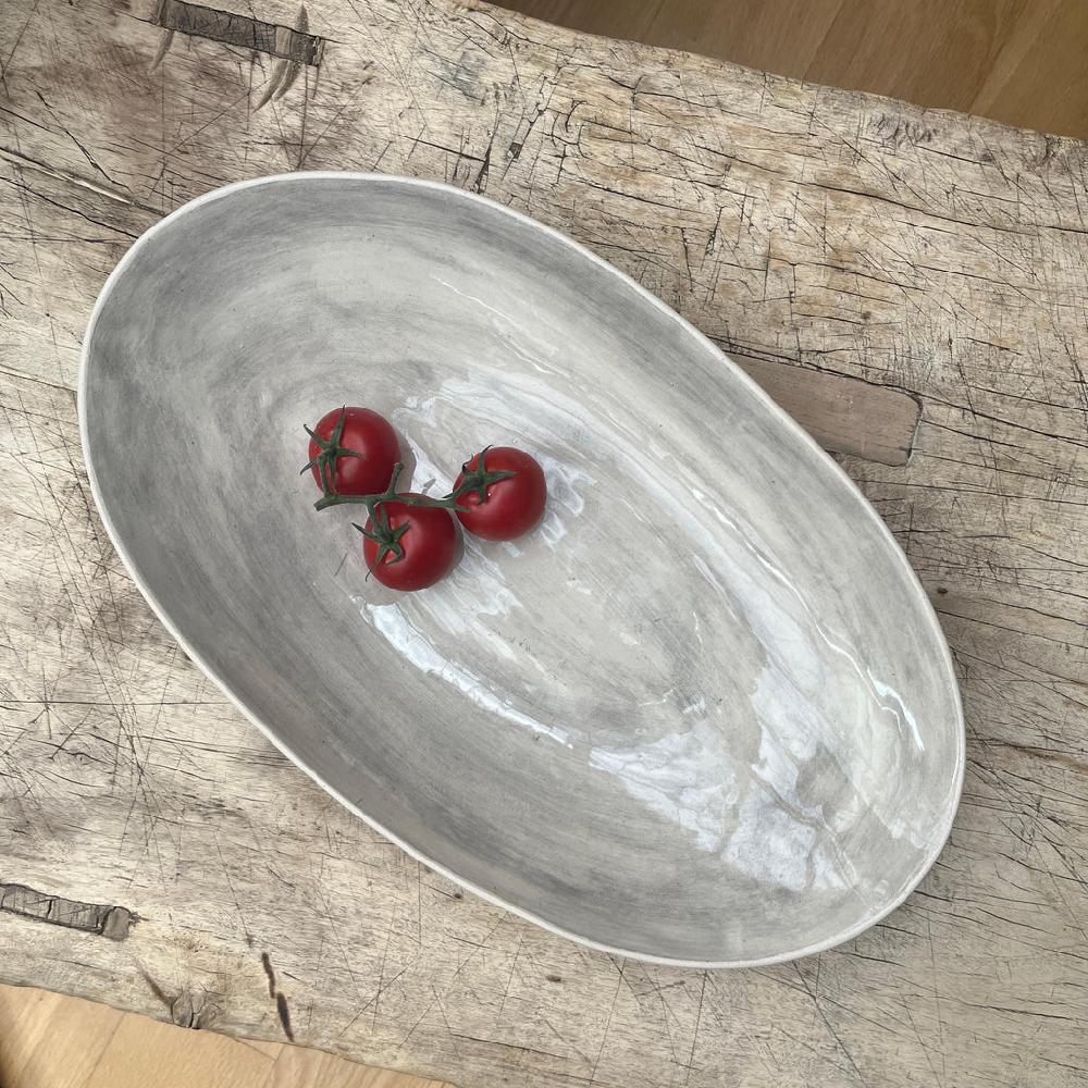 greige Wonki Ware Oval Bowl - Extra Large - Warm Grey Wash