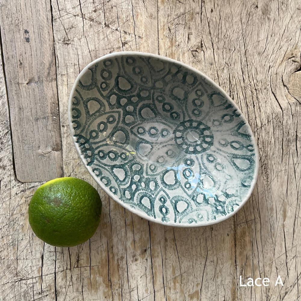 greige Wonki Ware Oval Bowl - Extra Small - Marine Lace