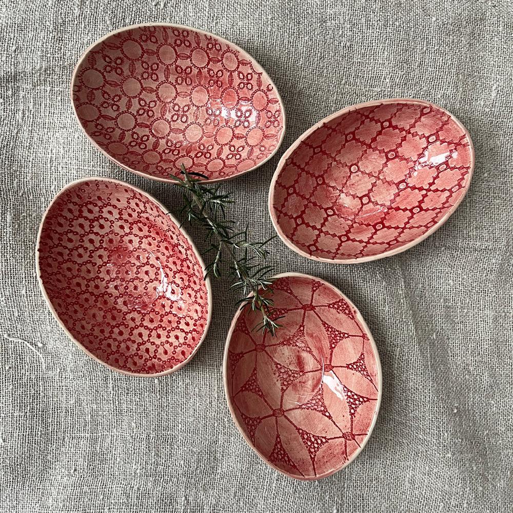 greige Wonki Ware Oval Bowl - Extra Small - Pimento Lace