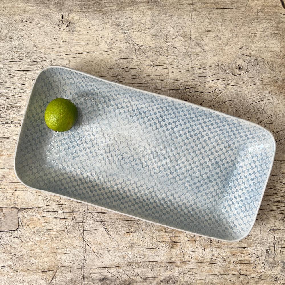 greige Wonki Ware Prawn Serving Dish - Large - Duck Egg Lace