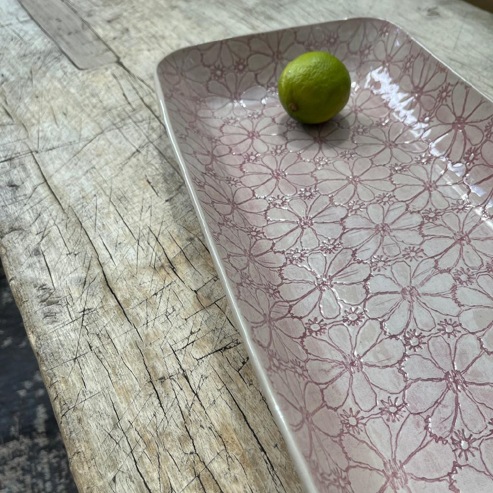 Greige Wonki Ware Prawn Serving Dish - Large - Pink Lace