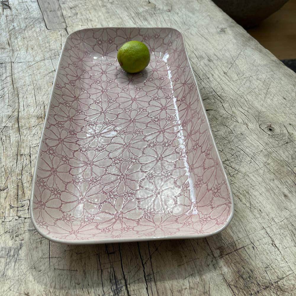 Greige Wonki Ware Prawn Serving Dish - Large - Pink Lace
