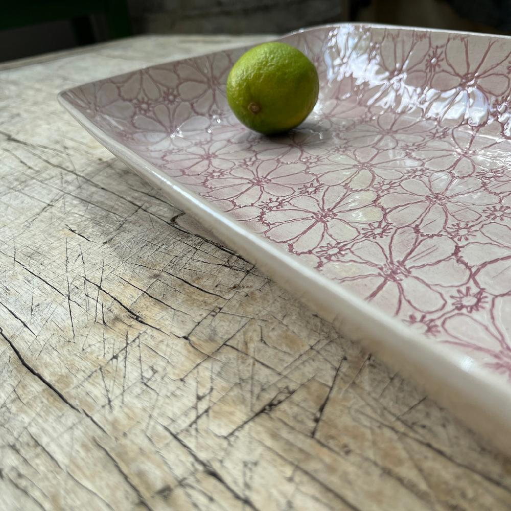 Greige Wonki Ware Prawn Serving Dish - Large - Pink Lace