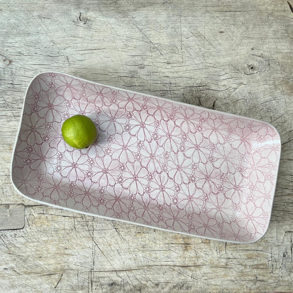 greige Wonki Ware Prawn Serving Dish - Large - Pink Lace