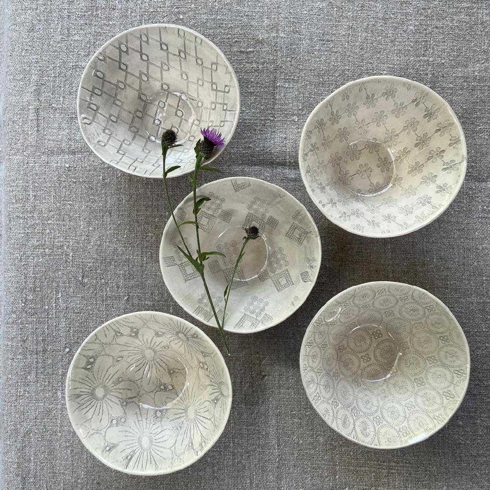 greige Wonki Ware Pudding Bowl - Warm Grey Lace or Wash