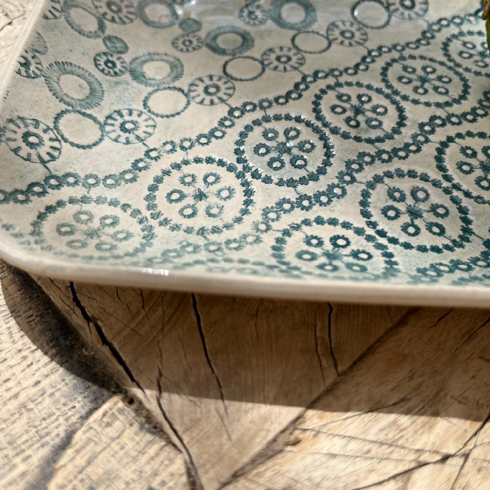 Greige Wonki Ware Rectangular Utensil Dish - Marine Lace