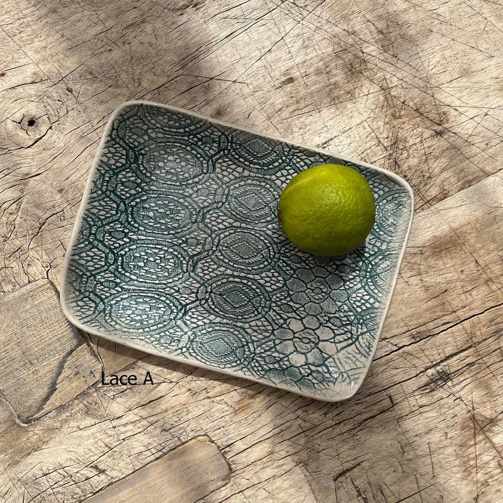 greige Wonki Ware Rectangular Utensil Dish - Marine Lace