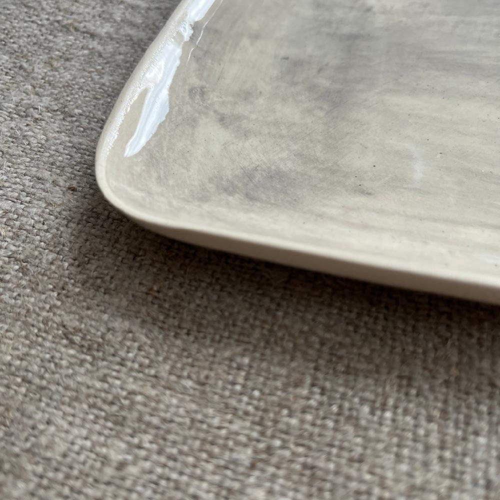 Greige Wonki Ware Rectangular Utensil Dish - Plain Wash