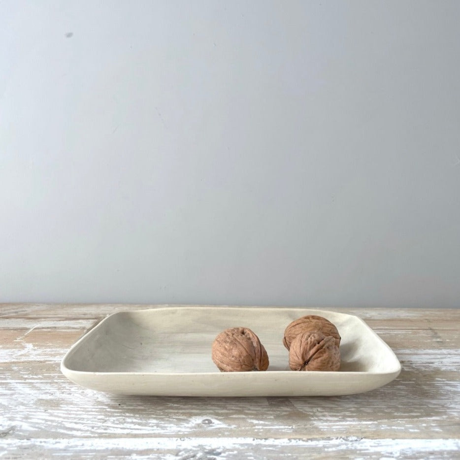 Greige Wonki Ware Rectangular Utensil Dish - Plain Wash