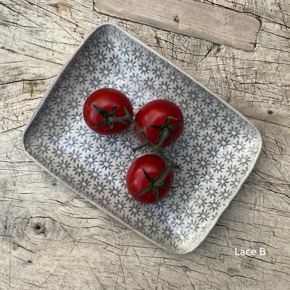 Greige Wonki Ware Rectangular Utensil Dish - Warm Grey Lace