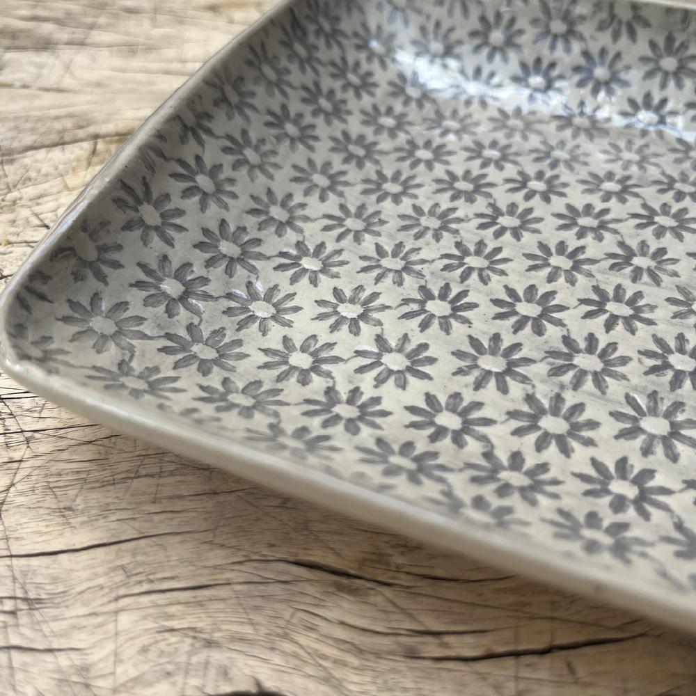 Greige Wonki Ware Rectangular Utensil Dish - Warm Grey Lace