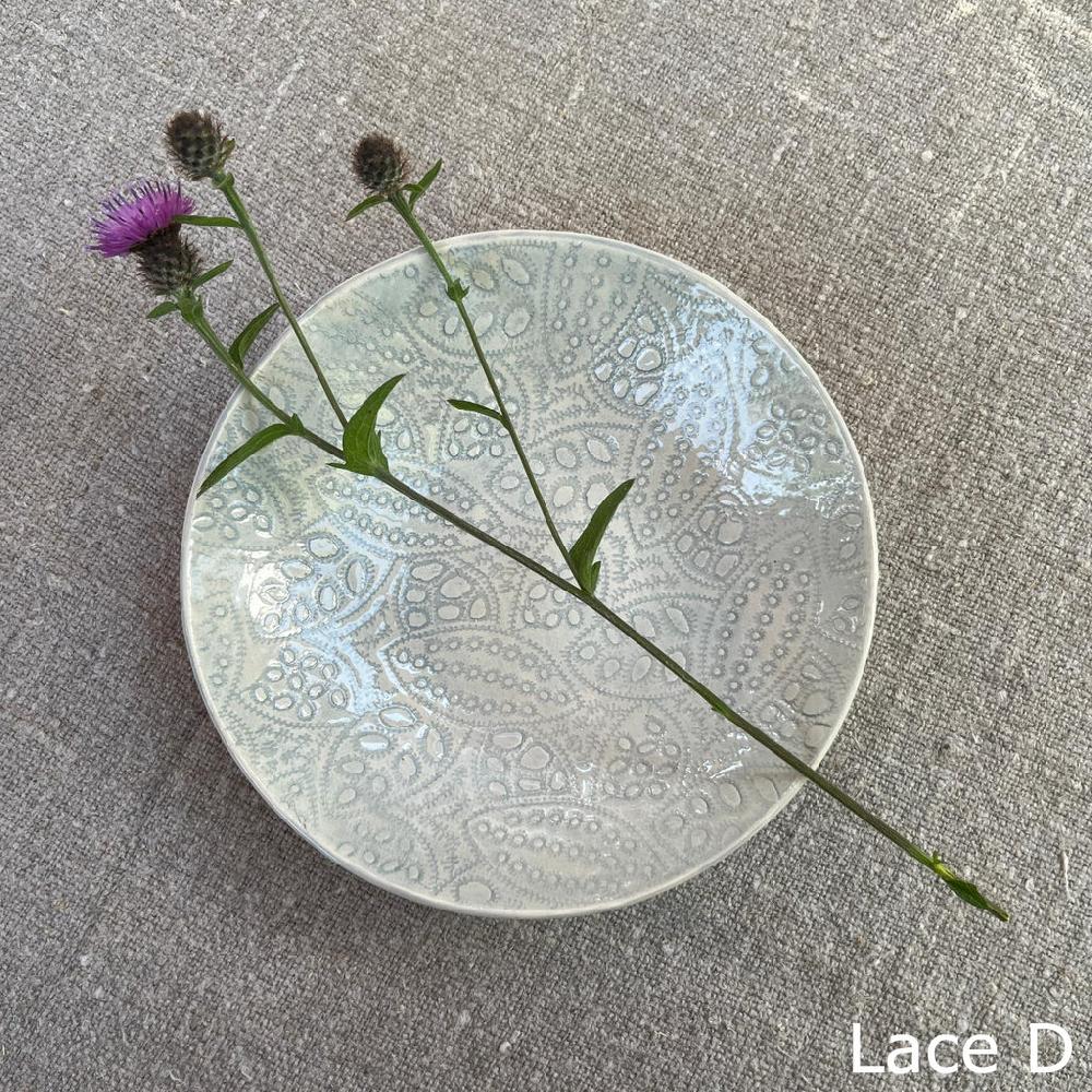 Greige Wonki Ware Salsa Or Tapas Dish - Duck Egg Lace