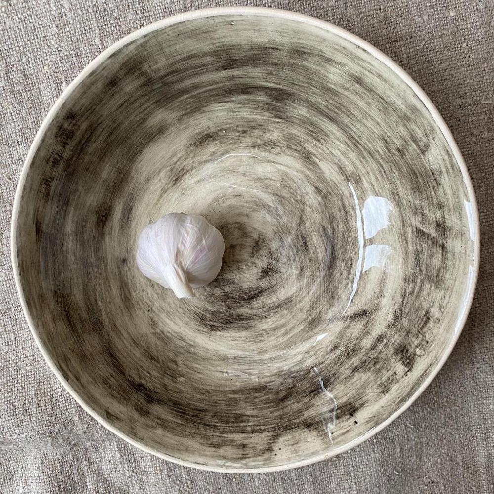 greige Wonki Ware Small Spaghetti Bowl - Charcoal Wash