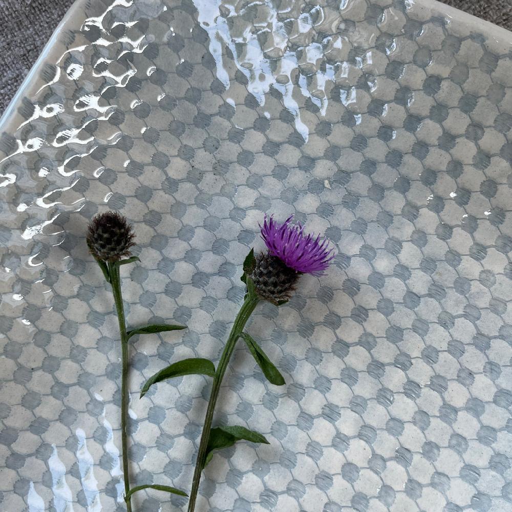 Greige Wonki Ware Trough Serving Platter - Small - Duck Egg Lace A