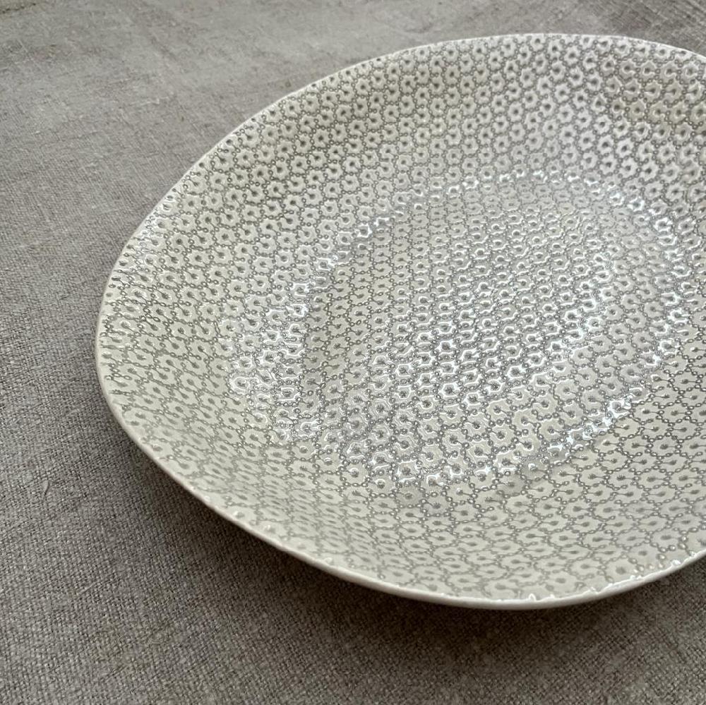Greige Wonki Ware XL Pebble Oval Platter - Warm Grey Lace