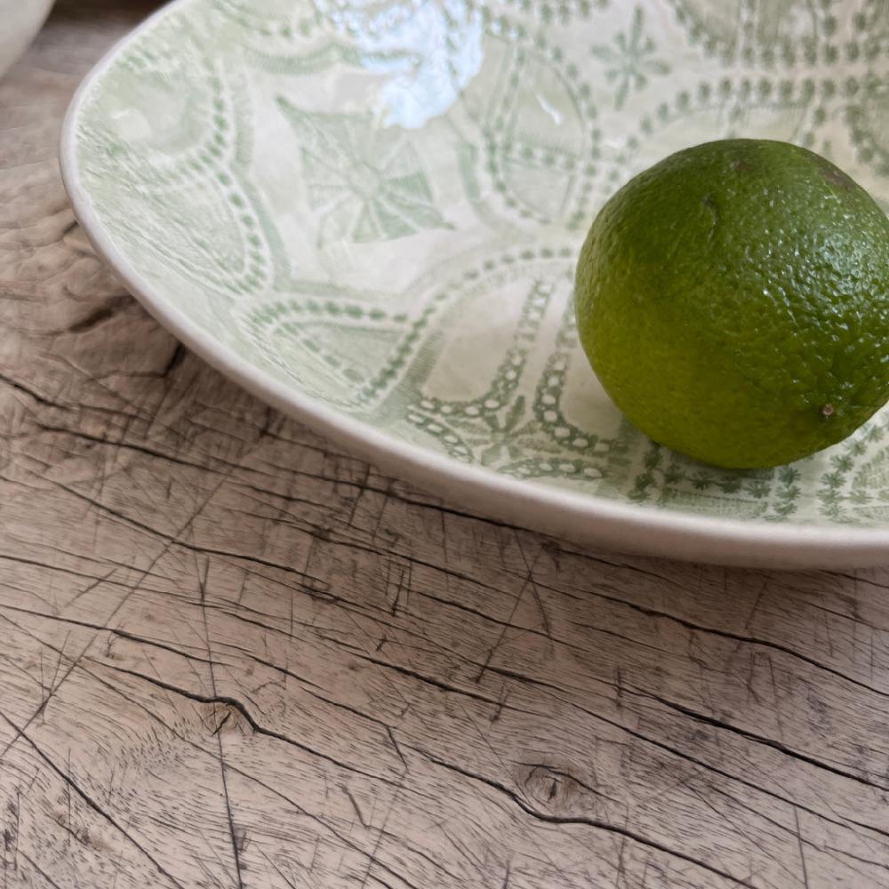 Greige Wonkiware Small Spaghetti Bowl - Spearmint Lace