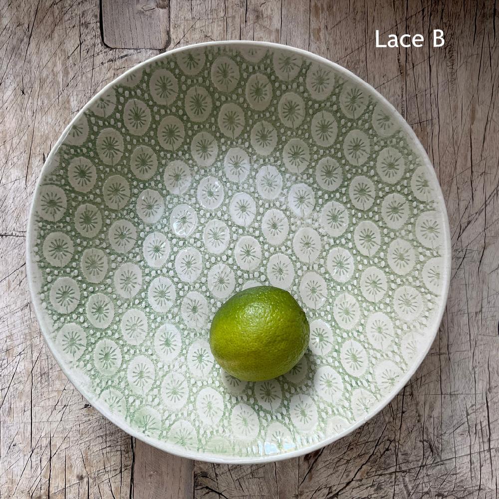 Greige Wonkiware Small Spaghetti Bowl - Spearmint Lace