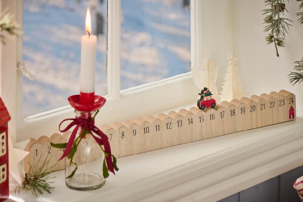 Greige Wooden Driving Home For Christmas Advent Calendar