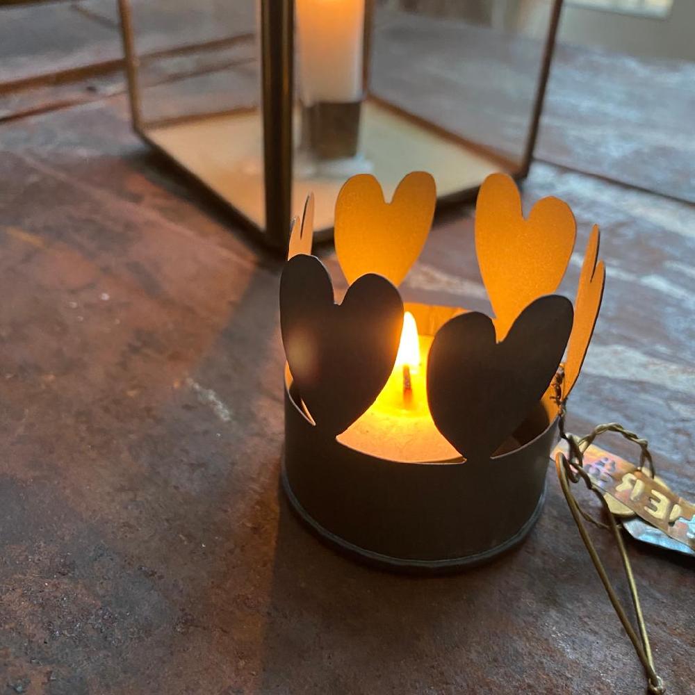 Greige Zinc Heart Tealight Holder - Walther & Co Denmark
