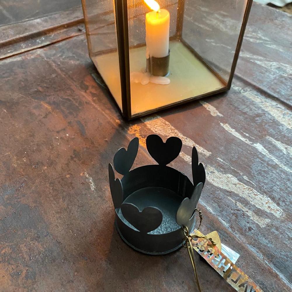 Greige Zinc Heart Tealight Holder - Walther & Co Denmark