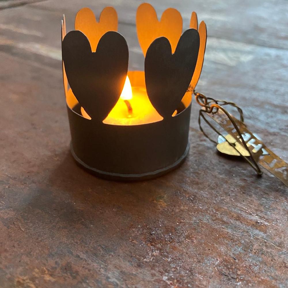 greige Zinc Heart Tealight Holder - Walther & Co Denmark