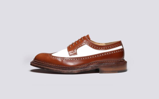 Grenson Aldwych | Mens Brogues In Mid Brown And White Leather