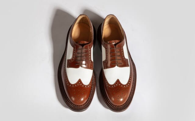 Grenson Aldwych | Mens Brogues In Mid Brown And White Leather