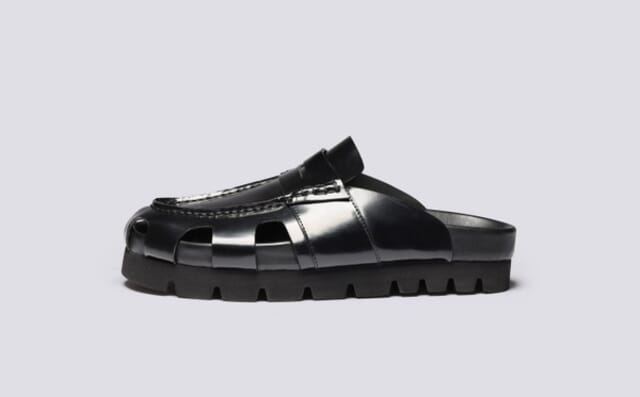 Grenson Annalise | Clog Sandals For Women In Black Gloss