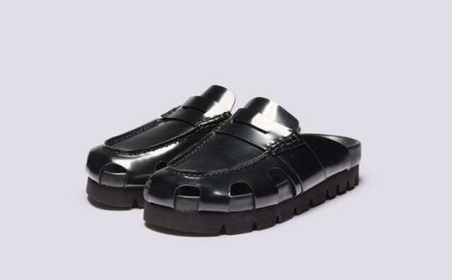 grenson Annalise | Clog Sandals for Women in Black Gloss