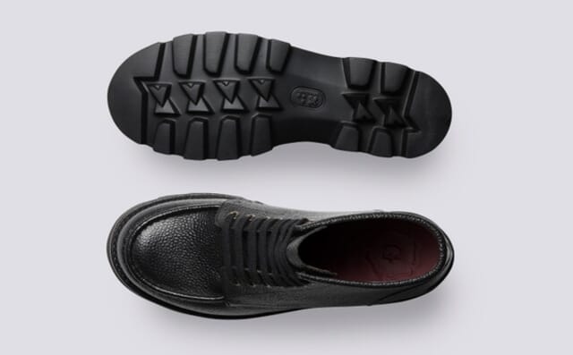 Grenson Anya | Womens Derby Boots In Black Country Grain Leather