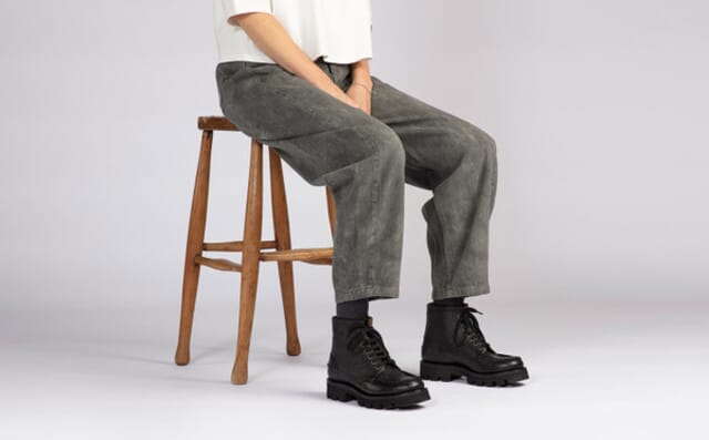 Grenson Anya | Womens Derby Boots In Black Country Grain Leather