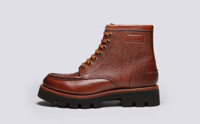 Grenson Anya | Womens Derby Boots In Tan Country Grain Leather