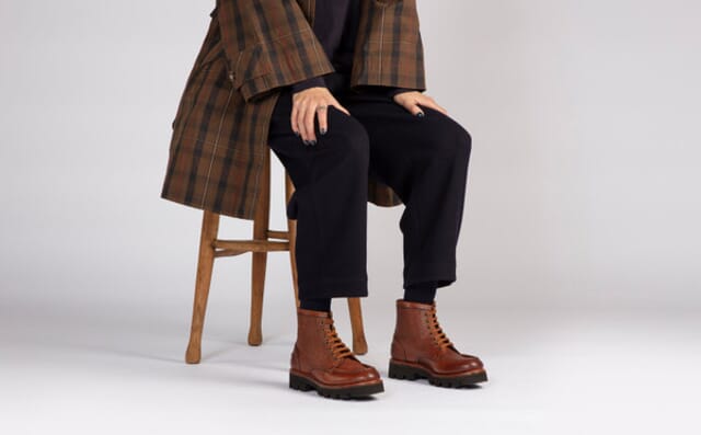 Grenson Anya | Womens Derby Boots In Tan Country Grain Leather