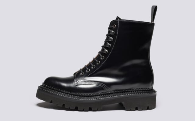Grenson Arabella | Womens Triple Welt Boots In Black Leather