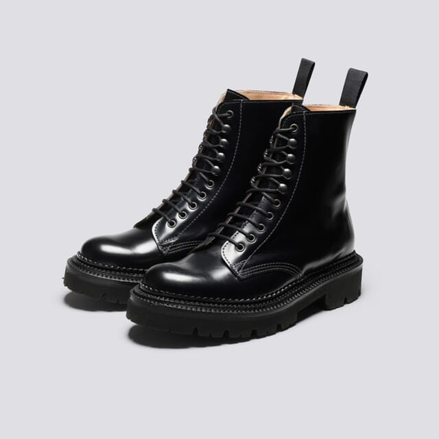 Grenson Arabella | Womens Triple Welt Boots In Black Leather