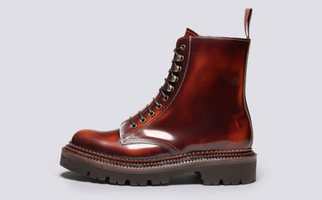 Grenson Arabella | Womens Triple Welt Boots In Brick Rub Off Leather