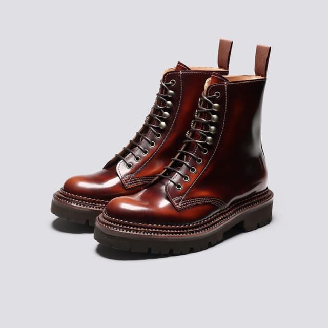 Grenson Arabella | Womens Triple Welt Boots In Brick Rub Off Leather